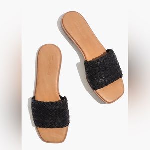 Madewell Square Toe Slide in Woven Leather